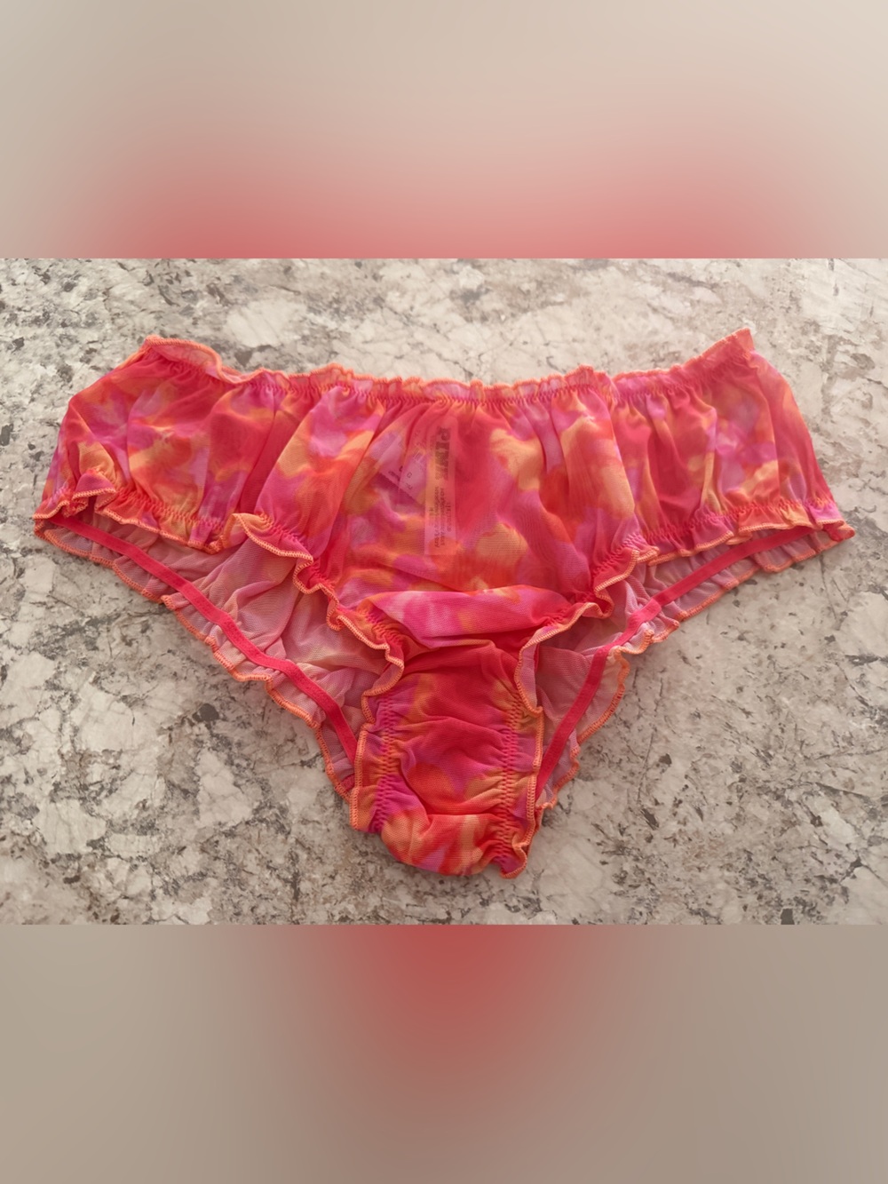 VS PINK WINK Ruffle Cheeky Panty NWT Large Floral